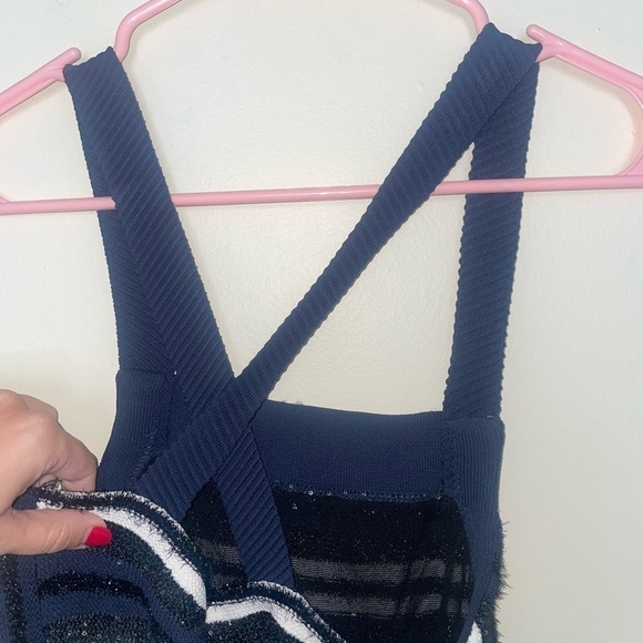 NWT Opening Ceremony Navy and White Striped Sparkle Dress Size XS - Picture 7 of 10